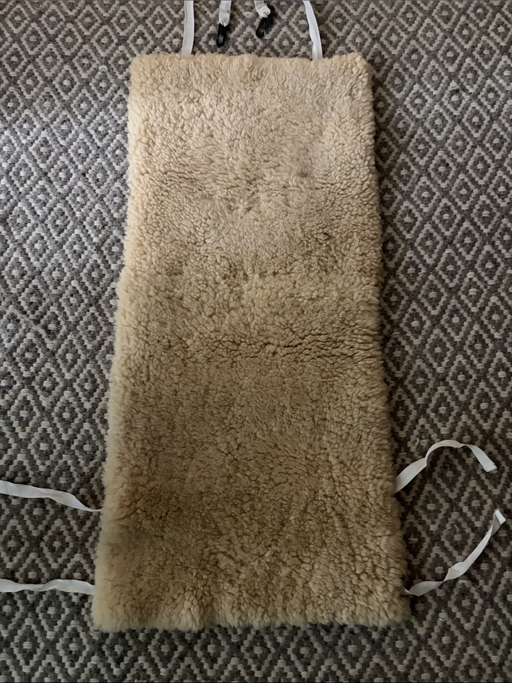 Plush Cream Sheepskin Chair Pad with Secure Tie Straps